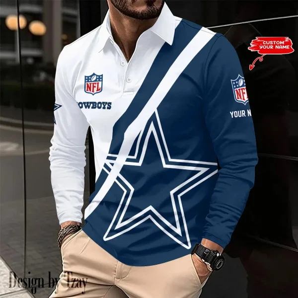 Dallas Cowboys Personalized Long Sleeve Polo Shirt AMCLSPS0097
