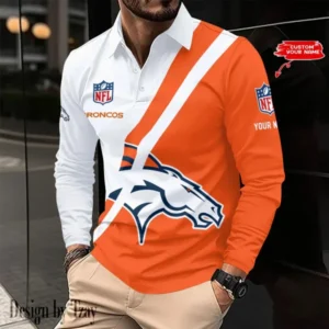 Denver Broncos Personalized Long Sleeve Polo Shirt AMCLSPS0102