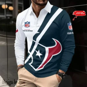 Houston Texans Personalized Long Sleeve Polo Shirt AMCLSPS0118
