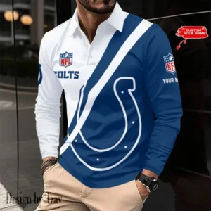 Indianapolis Colts Personalized Long Sleeve Polo Shirt AMCLSPS0123