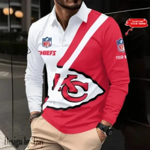 Kansas City Chiefs Personalized Long Sleeve Polo Shirt AMCLSPS0132
