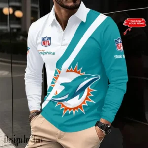 Miami Dolphins Personalized Long Sleeve Polo Shirt AMCLSPS0147