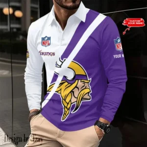 Minnesota Vikings Personalized Long Sleeve Polo Shirt AMCLSPS0151