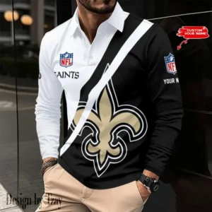 New Orleans Saints Personalized Long Sleeve Polo Shirt AMCLSPS0159
