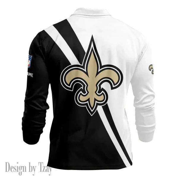 New Orleans Saints Personalized Long Sleeve Polo Shirt AMCLSPS0159 - Image 2