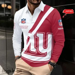 New York Giants Personalized Long Sleeve Polo Shirt AMCLSPS0163