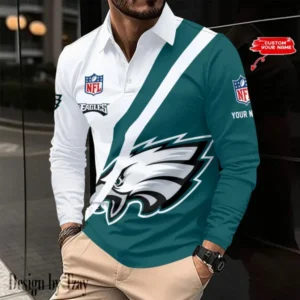 Philadelphia Eagles Personalized Long Sleeve Polo Shirt AMCLSPS0171