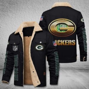 Green Bay Packers New Personalized Winter Fleece Bomber Jacket AMCWFBJ000031