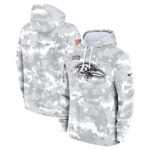 Baltimore Ravens Arctic Camo 2024 Salute To Service Club Pullover Hoodie AMCPHD000039
