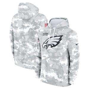 Philadelphia Eagles Arctic Camo 2024 Salute To Service Club Pullover Hoodie AMCPHD000028