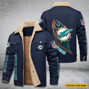 Miami Dolphins New Personalized Winter Fleece Bomber Jacket AMCWFBJ000064