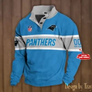 Carolina Panthers Personalized Stand Collar Double Breasted Hoodie AMCDBH00194