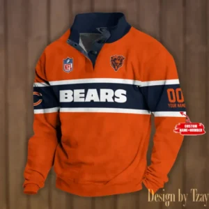Chicago Bears Personalized Stand Collar Double Breasted Hoodie AMCDBH00200