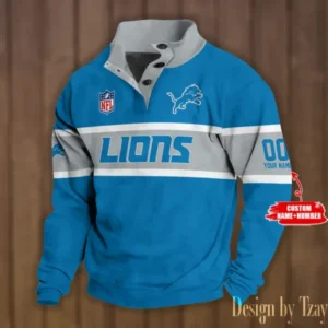Detroit Lions Personalized Stand Collar Double Breasted Hoodie AMCDBH00219