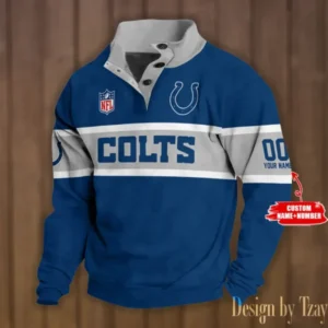 Indianapolis Colts Personalized Stand Collar Double Breasted Hoodie AMCDBH00230