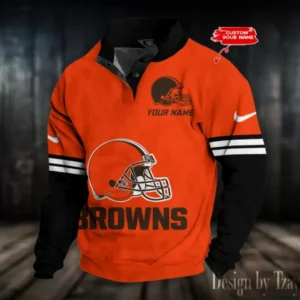Cleveland Browns Personalized Stand Collar Double Breasted Hoodie AMCDBH00208