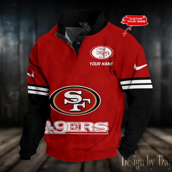San Francisco 49ers Personalized Stand Collar Double Breasted Hoodie AMCDBH00278