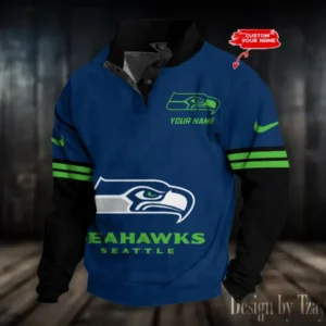 Seattle Seahawks Personalized Stand Collar Double Breasted Hoodie AMCDBH00281