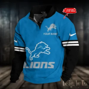 Detroit Lions Personalized Stand Collar Double Breasted Hoodie AMCDBH00220