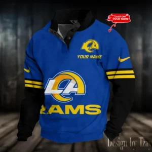 Los Angeles Rams Personalized Stand Collar Double Breasted Hoodie AMCDBH00249