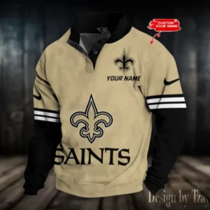 New Orleans Saints Personalized Stand Collar Double Breasted Hoodie AMCDBH00261