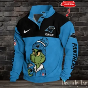 Carolina Panthers Personalized Stand Collar Double Breasted Hoodie AMCDBH00196