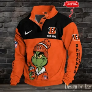 Cincinnati Bengals Personalized Stand Collar Double Breasted Hoodie AMCDBH00205