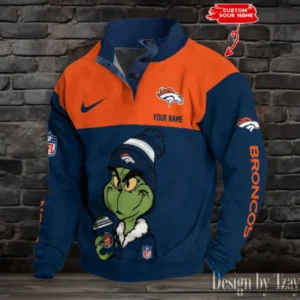 Denver Broncos Personalized Stand Collar Double Breasted Hoodie AMCDBH00216