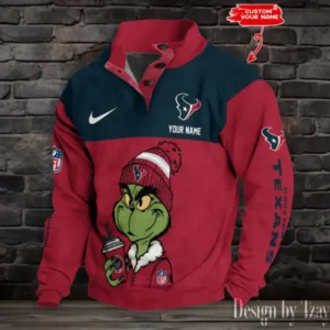 Houston Texans Personalized Stand Collar Double Breasted Hoodie AMCDBH00227