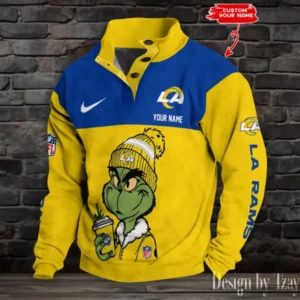 Los Angeles Rams Personalized Stand Collar Double Breasted Hoodie AMCDBH00250