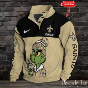 New Orleans Saints Personalized Stand Collar Double Breasted Hoodie AMCDBH00262