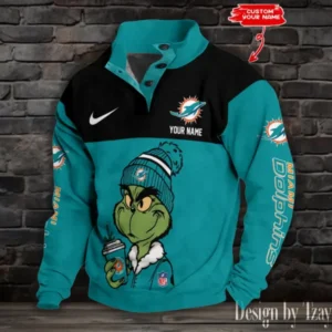 Miami Dolphins Personalized Stand Collar Double Breasted Hoodie AMCDBH00254