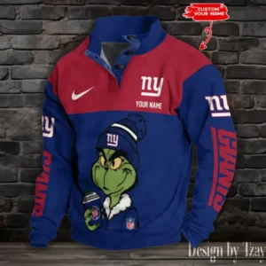 New York Giants Personalized Stand Collar Double Breasted Hoodie AMCDBH00265