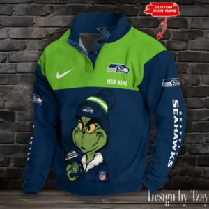 Seattle Seahawks Personalized Stand Collar Double Breasted Hoodie AMCDBH00280