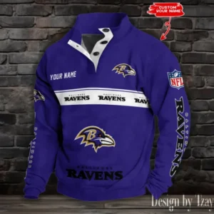Baltimore Ravens Personalized Stand Collar Double Breasted Hoodie AMCDBH00190