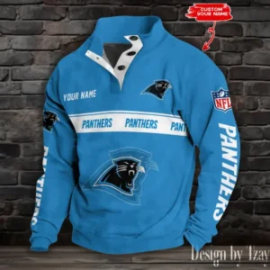 Carolina Panthers Personalized Stand Collar Double Breasted Hoodie AMCDBH00197
