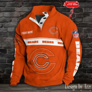 Chicago Bears Personalized Stand Collar Double Breasted Hoodie AMCDBH00203