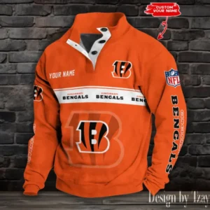 Cincinnati Bengals Personalized Stand Collar Double Breasted Hoodie AMCDBH00206