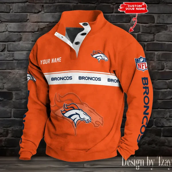 Denver Broncos Personalized Stand Collar Double Breasted Hoodie AMCDBH00217
