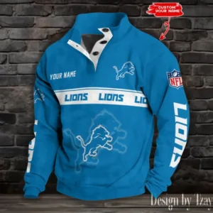 Detroit Lions Personalized Stand Collar Double Breasted Hoodie AMCDBH00222