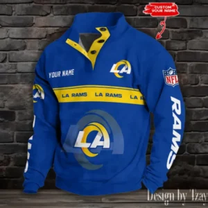 Los Angeles Rams Personalized Stand Collar Double Breasted Hoodie AMCDBH00251