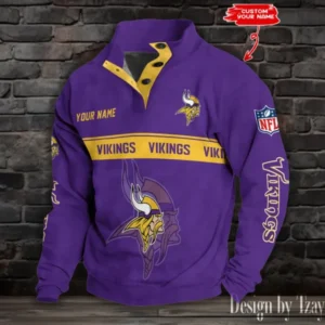 Minnesota Vikings Personalized Stand Collar Double Breasted Hoodie AMCDBH00258