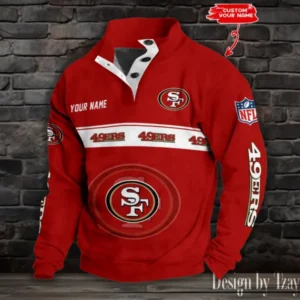 San Francisco 49ers Personalized Stand Collar Double Breasted Hoodie AMCDBH00277
