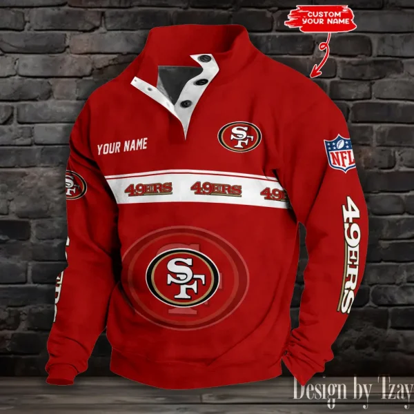 San Francisco 49ers Personalized Stand Collar Double Breasted Hoodie AMCDBH00277