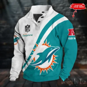 Miami Dolphins Personalized Stand Collar Double Breasted Hoodie AMCDBH00255