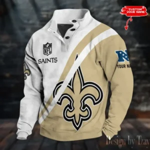 New Orleans Saints Personalized Stand Collar Double Breasted Hoodie AMCDBH00263