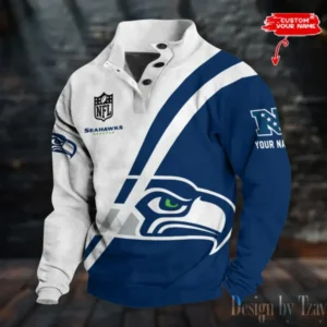 Seattle Seahawks Personalized Stand Collar Double Breasted Hoodie AMCDBH00279