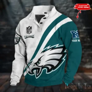 Philadelphia Eagles Personalized Stand Collar Double Breasted Hoodie AMCDBH00272