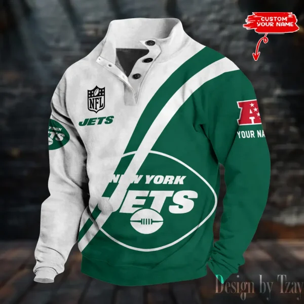 New York Jets Personalized Stand Collar Double Breasted Hoodie AMCDBH00269