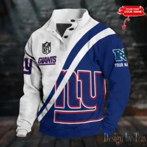 New York Giants Personalized Stand Collar Double Breasted Hoodie AMCDBH00264